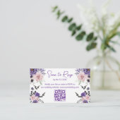 Elegante Halloween RSVP QR Code bruiloft paarse Informatiekaartje (Staand voorkant)