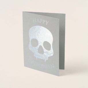 Elegante Halloween schedel glam zilver Folie Kaarten