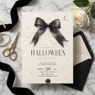 Elegante Halloween Soirée   Luxe Zwart Feestdagenkaart