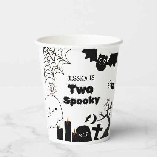 Elegante Halloween twee spookachtige tweede verjaa Papieren Bekers (Achterkant)