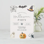 Elegante Halloween Waterverf Kaart (Staand voorkant)