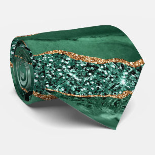 Elegante halsband Agate Groen Goud Glitter Marmer Stropdas