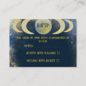 Elegante Halve Maan Celestial: Blauw & Goud Informatiekaartje (Voorkant)