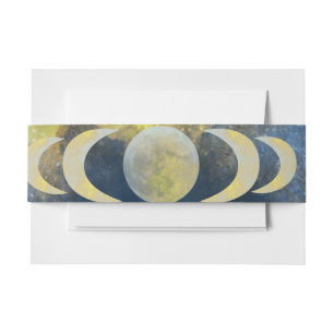 Elegante Halve Maan Celestial Bruiloft: Blauw & Go Uitnodigingen Wikkel