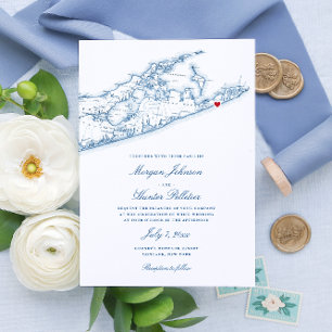 Elegante Hamptons Montauk Bruiloft Kaart