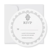 Elegante Hamsa ronde trouw RSVP kaart