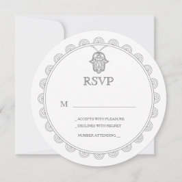 Elegante Hamsa ronde trouw RSVP kaart