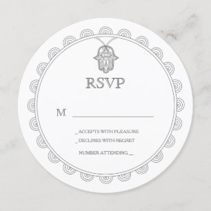 Elegante Hamsa ronde trouw-RSVP kaart