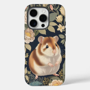 Elegante hamster William Morris Geïnspireerd Bloem iPhone 16 Pro Hoesje