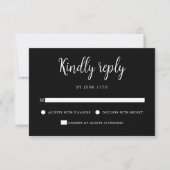 Elegante hand belettering zwart wit bruiloft RSVP kaartje (Voorkant)