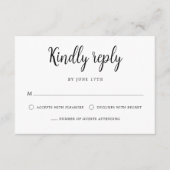 Elegante hand belettering zwart wit bruiloft RSVP kaartje (Voorkant)