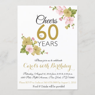 Elegante Hand Geschilderde Bloem 60e Verjaardag Ui Kaart