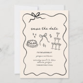 Elegante hand getekend Save the date Feestdagenkaart (Voorkant)