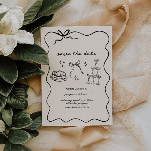 Elegante hand getekend Save the date Feestdagenkaart