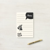 Elegante Hand getrokken Bloem Pot Zwart en Wit Chi Post-it® Notes (Op bureau)