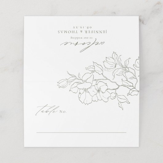 Elegante hand getrokken bloemensalie groene bruilo (Buitenkant ongevouwen)