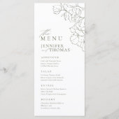 Elegante hand getrokken bloemensalie groene bruilo menu (Voorkant)
