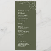 Elegante hand getrokken bloemensalie groene bruilo programma (Achterkant)