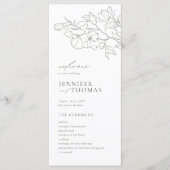 Elegante hand getrokken bloemensalie groene bruilo programma (Voorkant)