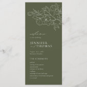 Elegante hand getrokken bloemensalie groene bruilo programma (Voorkant)