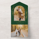 Elegante hand getrokken gouden Holly Arch foto All In One Uitnodiging (Binnen)