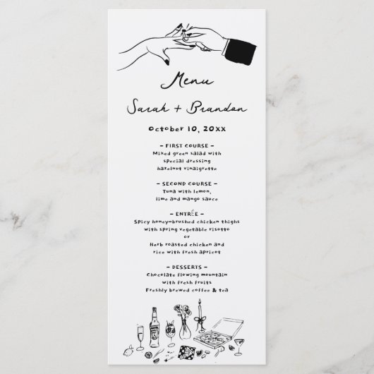 Elegante hand getrokken retro bruiloft menu (Voorkant)