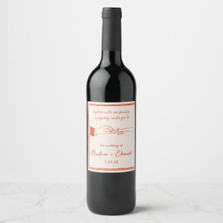 Elegante Hand Getrokken Retro Sinaasappel Trouwwij Wijn Etiket