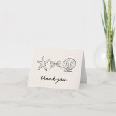 Elegante Hand getrokken Seashell Coquette Dank u Bedankkaart (Voorkant)