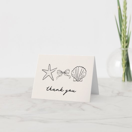 Elegante Hand getrokken Seashell Coquette Dank u Bedankkaart (Voorkant)