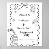 Elegante Hand Getrokken Verlovingsfeest Welkomstbo Poster (Voorkant)