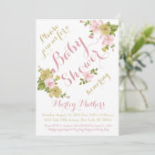 Elegante Hand Painted Flower Baby shower Uitnodigi Kaart (Staand voorkant)