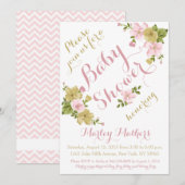 Elegante Hand Painted Flower Baby shower Uitnodigi Kaart (Voorkant / Achterkant)