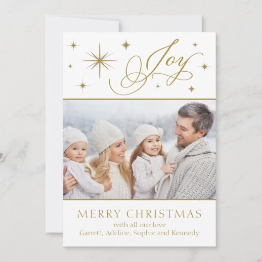Elegante Hand Scripted Joy Christmas Kaart (Voorkant)
