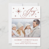 Elegante Hand Scripted Joy Christmas Kaart (Voorkant)