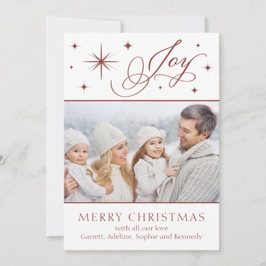 Elegante Hand Scripted Joy Christmas Kaart (Voorkant)