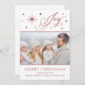 Elegante Hand Scripted Joy Christmas Kaart (Voorkant / Achterkant)