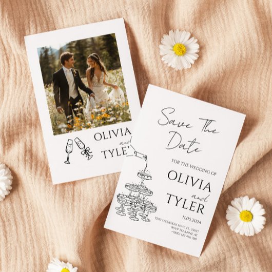 Elegante hand tekening bruiloft kaart