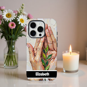 Elegante handen en groene Natuur Hand Holding Bird iPhone 16 Pro Hoesje
