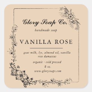 Elegante handgeschetste floral zeep bar sticker