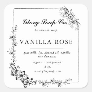 Elegante handgeschetste floral zeep bar sticker