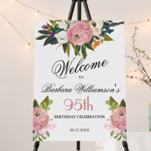 Elegante handgeschilderde bloemige 95e verjaardag