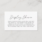 Elegante handgeschreven script bruids display douc informatiekaartje (Voorkant)