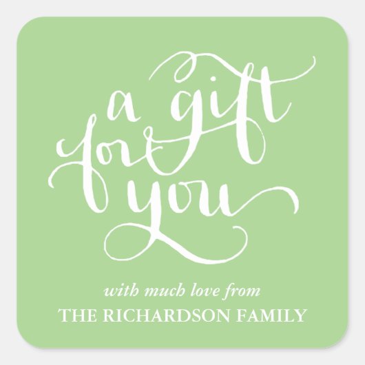 ELEGANTE HANDGESCHREVEN SCRIPT CADEAU LABEL STICKE (Voorkant)