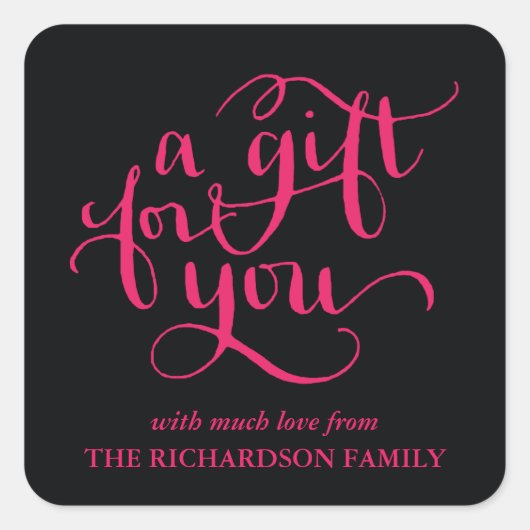 ELEGANTE HANDGESCHREVEN SCRIPT CADEAU LABEL STICKE (Voorkant)