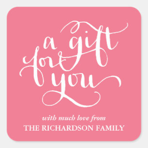 ELEGANTE HANDGESCHREVEN SCRIPT CADEAU LABEL STICKE