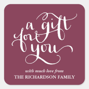 ELEGANTE HANDGESCHREVEN SCRIPT CADEAU LABEL STICKE
