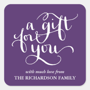 ELEGANTE HANDGESCHREVEN SCRIPT CADEAU LABEL STICKE