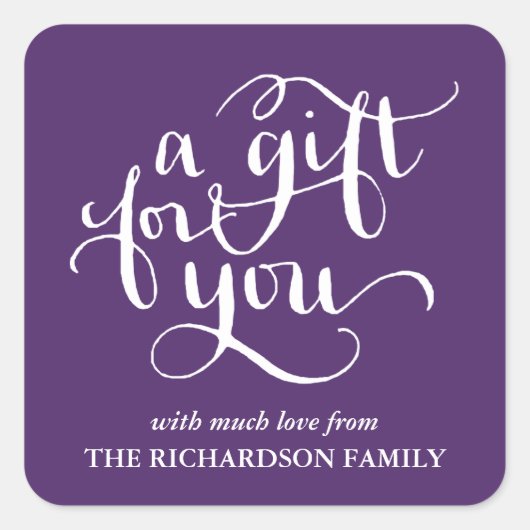 ELEGANTE HANDGESCHREVEN SCRIPT CADEAU LABEL STICKE (Voorkant)