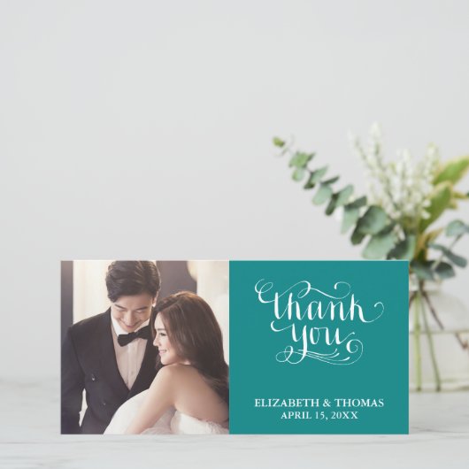 ELEGANTE HANDGESCHREVEN SCRIPTFOTO DANK U KAART (Staand voorkant)