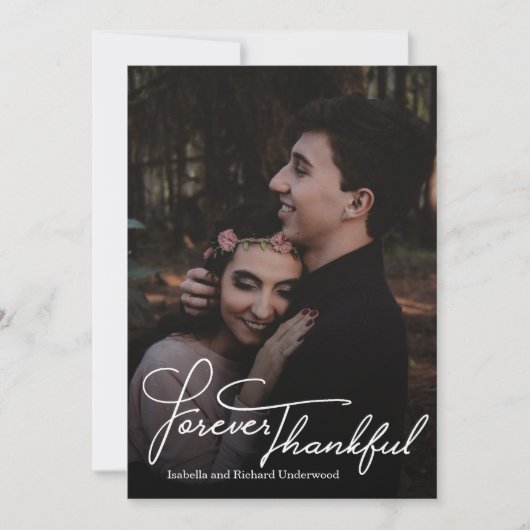 Elegante handgeschreven typografie bruiloft bedank bedankkaart (Voorkant)